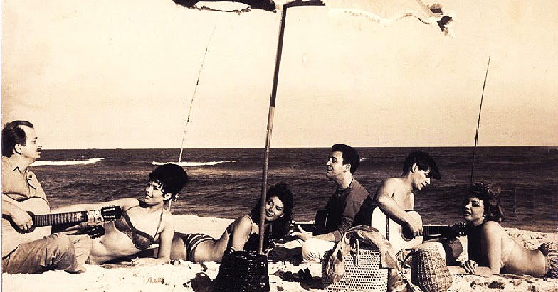 Sylva Koscina, João Gilberto, Tom Jobim and Mylene Demongeot in Copacabana Palace, 1962